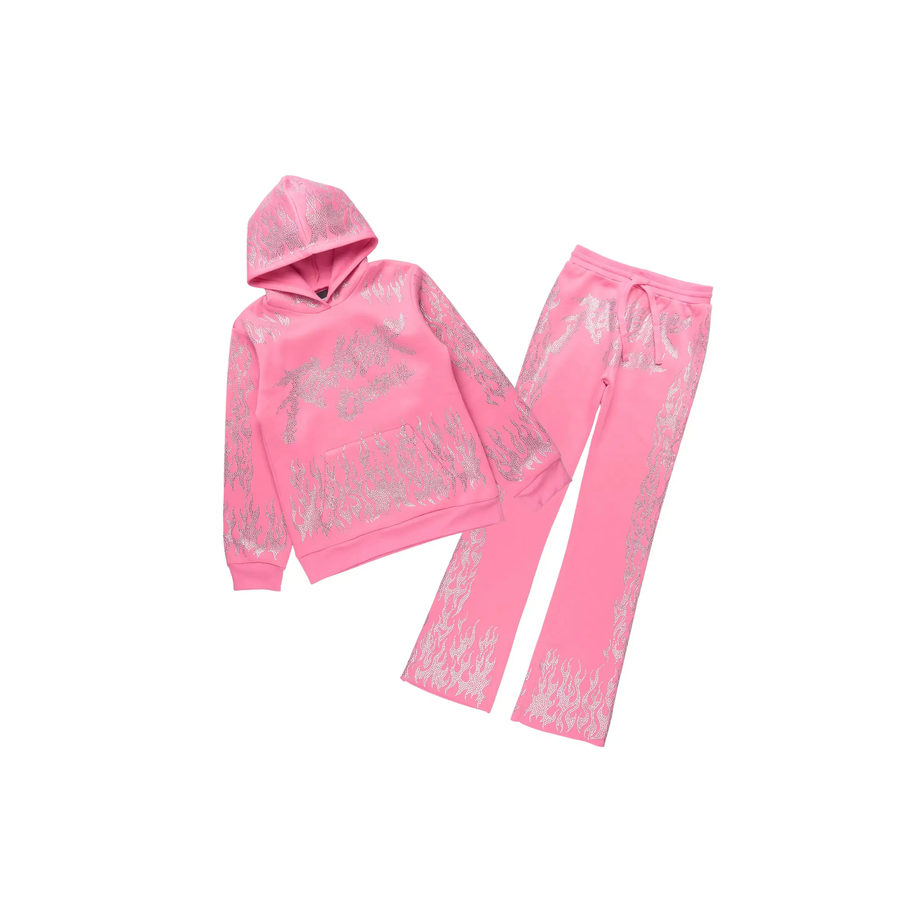 Girls Alaena 2.0 Pink Rhinestone Stacked Track Set