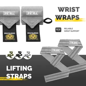 Tribe Lifting Heavy Duty Wrist Wraps and Lifting Straps for Men - Durable Gym Straps for Weightlifting, Deadlifting, and Grip Support