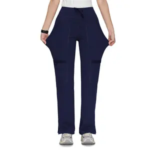 COZY SCRUBS Yoga Scrub Pants for Women Soft Stretch Mid Rise Straight Leg Cargo Bottom with Drawstring,5 Pockets
