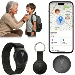 Real-time GPS tracking device designed specifically for children and seniors—compatible with iOS and Android, comes with a wearable wristband and keychain case, anti-loss device, no monthly fees or SIM card required, IP68 waterproof, 730-day battery life