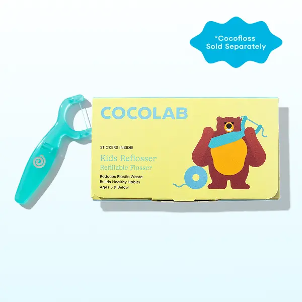 COCOLAB Kids Reflosser, Reusable Flosser for Kids, Eco-Conscious, Infinitely Refillable Design, Builds Healthy Habits