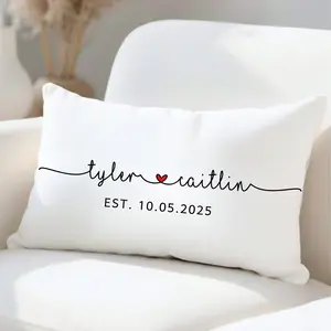 Personalized Wedding Pillow Gift with Couple Names & Date Custom Monogram Pillow for Wedding Anniversary Housewarming Present Romantic Keepsake Gift Idea