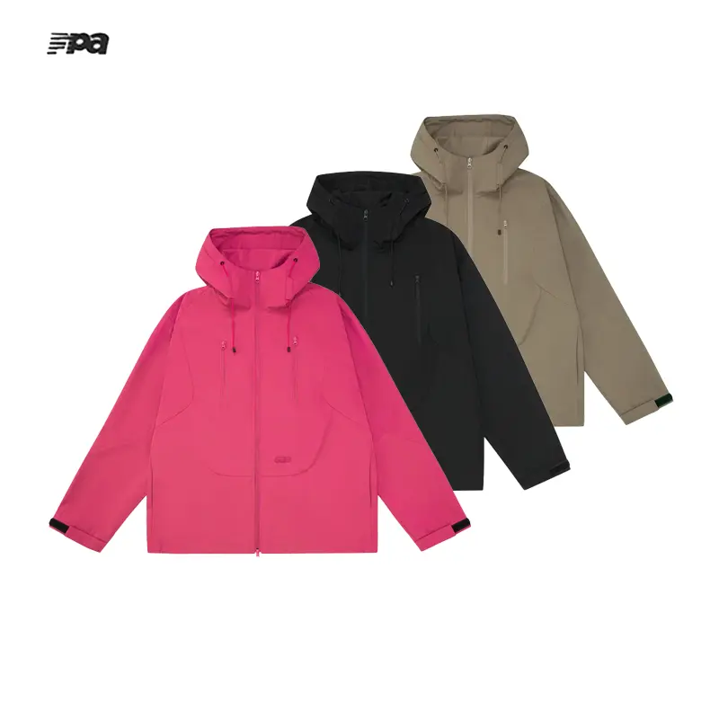FPA Double Zipper 3D Structure Hooded Windbreaker Jacket | Windproof Outdoor Sports Unisex Waterproof Shell Coat For Men & Women | Loose Functional Streetwear Hiking Camping Wind Resistant Outerwear