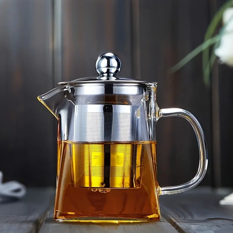 High-Heat Resistant Thick Glass Tea Pot with Stainless Steel Filter, Large Capacity for Herbal and Flower Teas, Glass Teapot, Perfect Teapot, Tea Kettle, Kitchenware