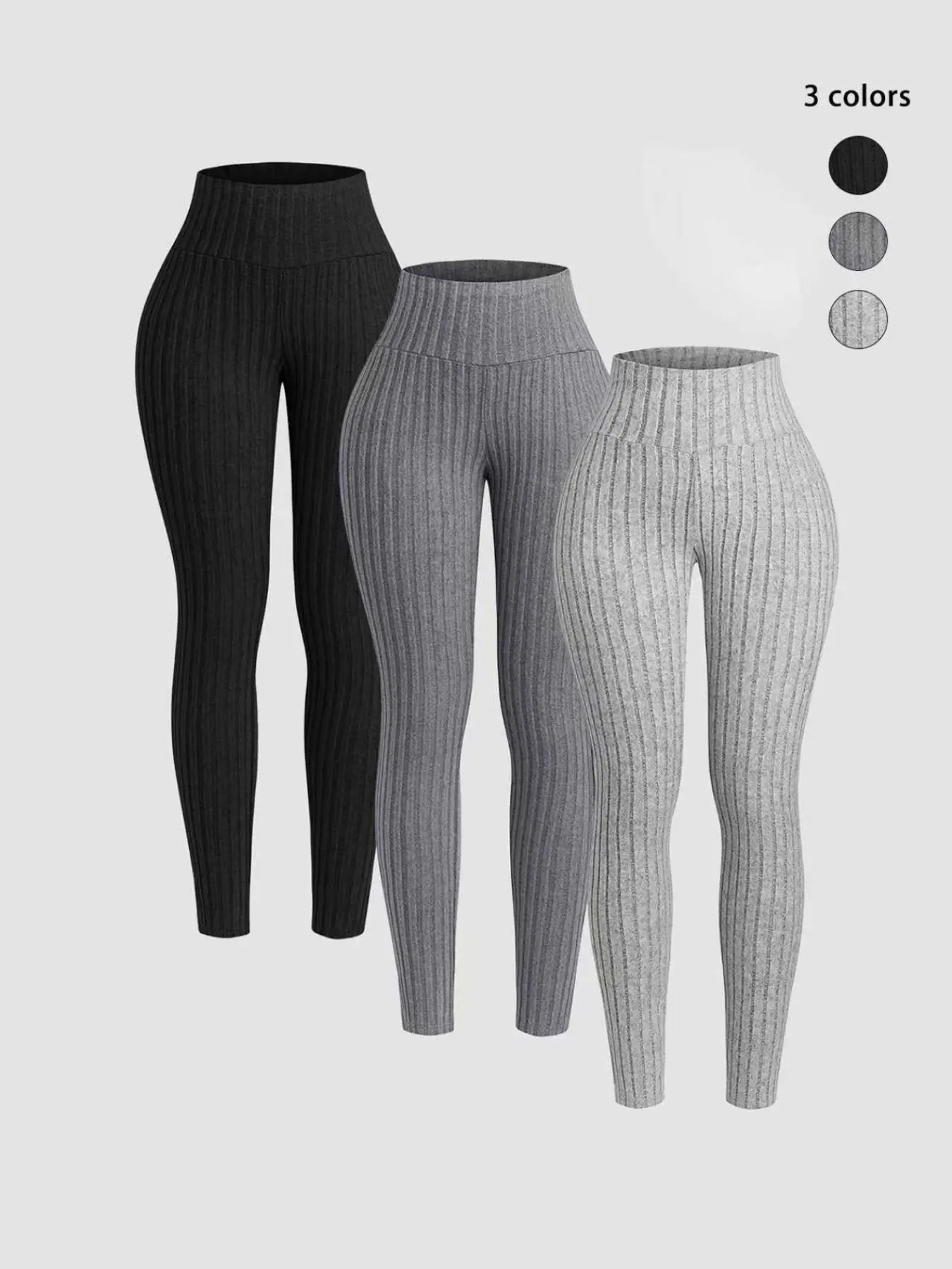 Women's Fall Winter Fleece Lined Thickened Cozy Ribbed High Waist Slim Fit Long Pants, Fashion Versatile Solid Color Casual Trousers