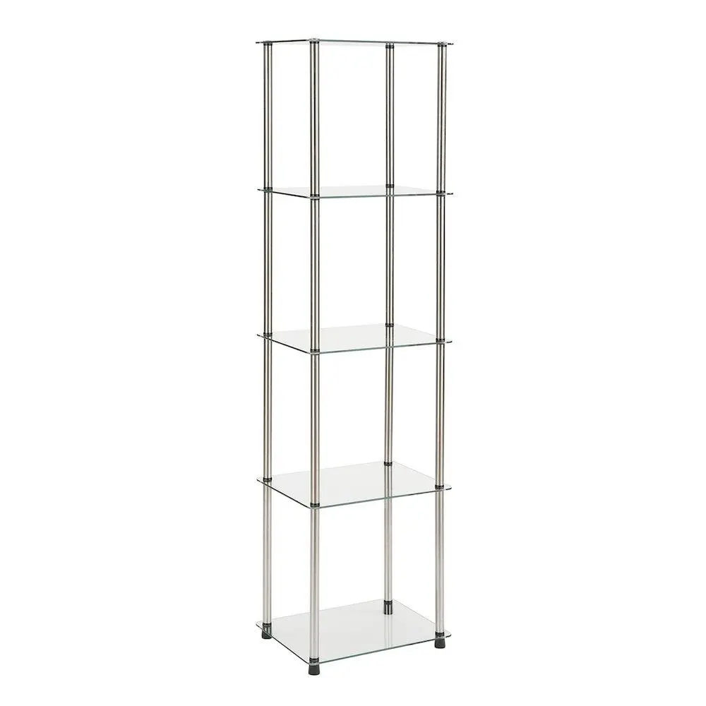 Clear 5-Tier Tempered Glass Tower, Elegant Display Stand for Modern Interiors