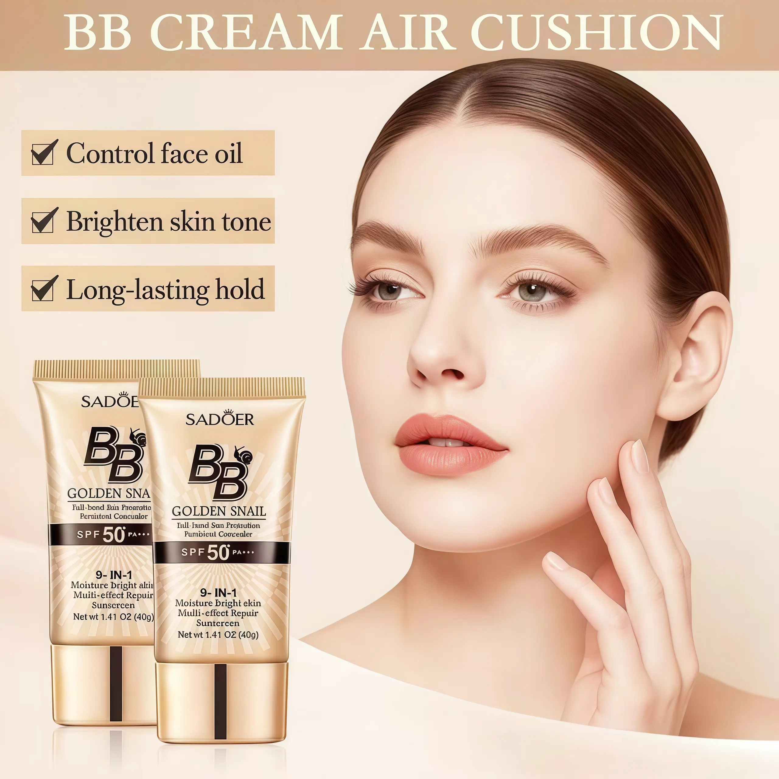 Snail BB Cream - 40g High-Concealing Matte Finish Makeup, Waterproof, Alcohol-Free, Sun Protection, Oil Control, Long-Lasting, Easy-to-Apply, Natural Makeup Look, Ideal for Beginners, Everyday Beauty Gift, Matt, Makeup Products