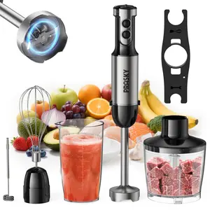 PRASKY 5-in-1 Hand Blender, 1000W 20 Speed electric beater, Pure Copper Motor 304 Stainless Steel Blade Stick Blender, Non-BPA,can stir eggs,milk frother  potato masher, egg beater, 600ml blender cup, 500ml chopper bowl