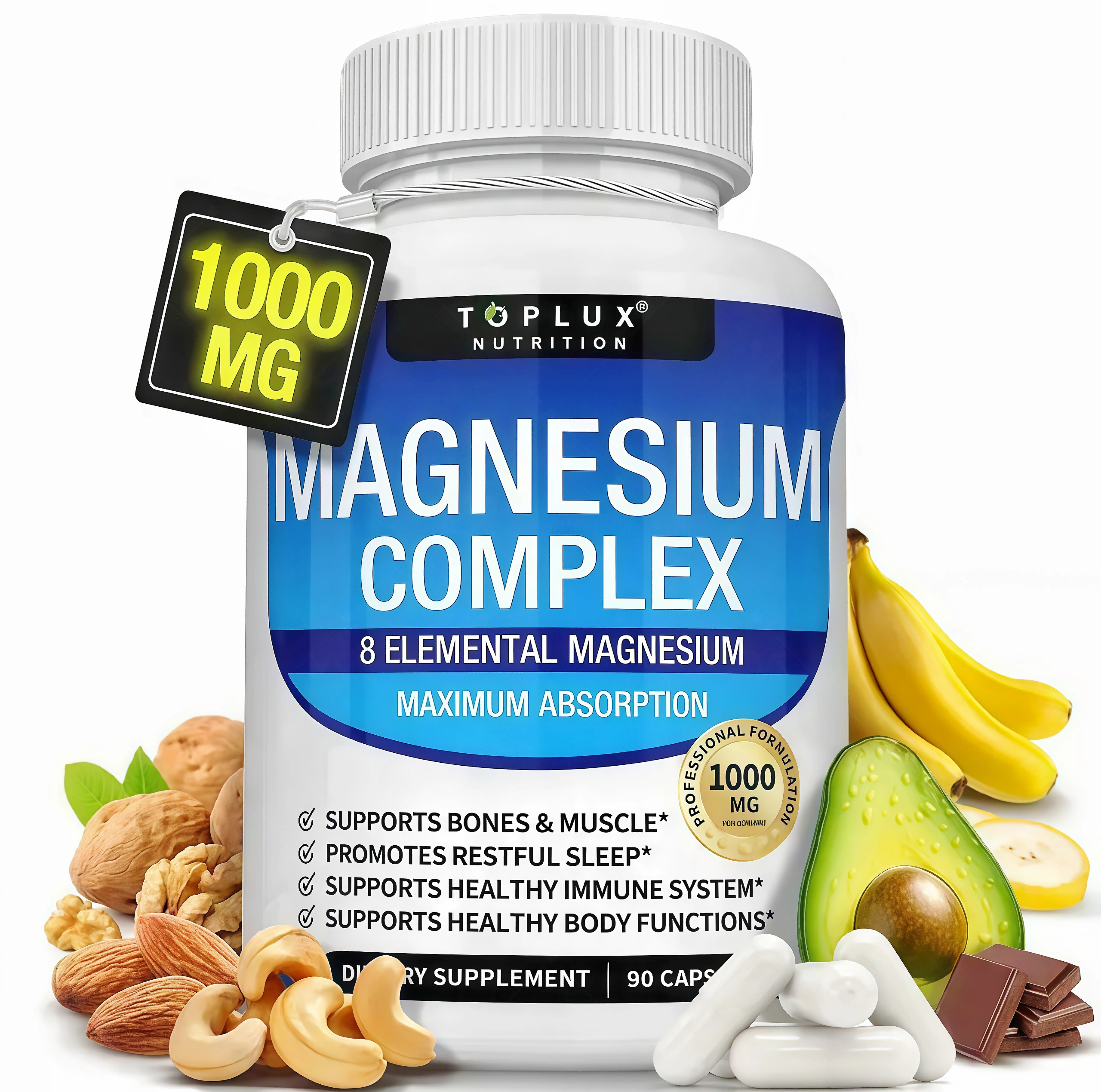 Toplux Magnesium Complex OP 8 Essential Magnesium Supplement 1000mg Fitness Edible