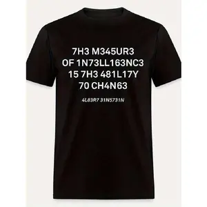 [Cotton] T-Shirt Humorous "7H3 M34Ur3 157H 0717" Pattern Men'S T-Shirt - Casual Black Short Sleeved Cotton T-Shirt T-Shirt For Men And Women
