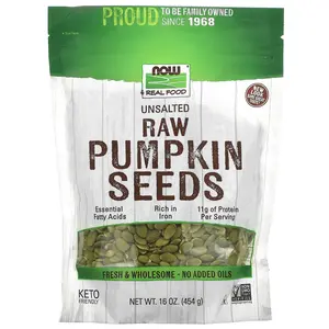 NOW Foods Real Food, Raw Pumpkin Seeds, Unsalted, 16 oz (454 g)