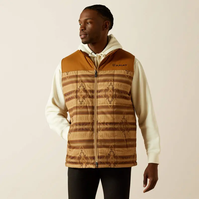 Ariat Mens Crius Insulated Vest - Tonal Serape/ Almond Khaki