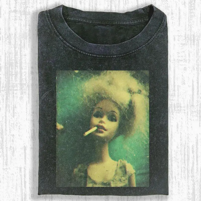 Retro Barbie Shirt  Vintage Doll with Cigarette Graphic Tee, Funny Grunge Aesthetic Meme Shirt, Nostalgic Barbie Meme T Shirt, Fashion Cotton, Full Colors, Full Sizes, For Men, For Women