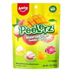 AMOS Peelerz Variety Pack Peelable Fruit Gummy Candy - Chewy, Sweet, Soft 7 oz Snack Bag (Gluten, Milk, Nut Free)