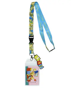 The Simpsons Lanyard Family Time Breakaway Reversible Lanyard For Keys Keychain ID Badge with Bart Simpson Rubber Pendant