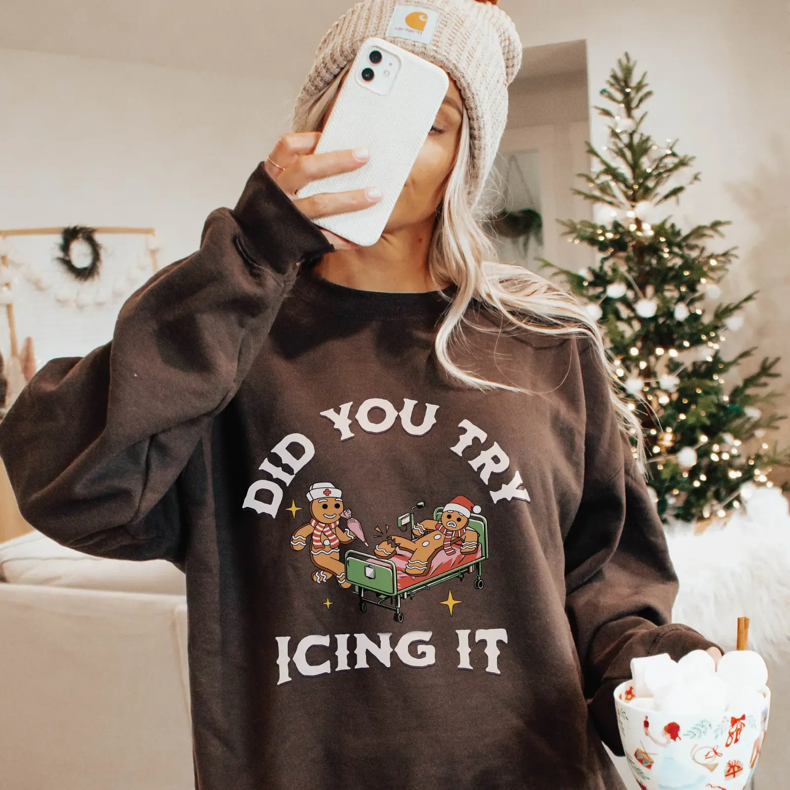 Did You Try Icing It Sweatshirt - Gingerbread Humor Sweatshirt - Funny Cookies Xmas - Nurse Christmas Sweatshirt