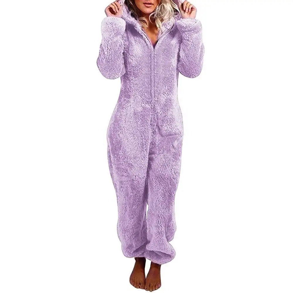 Charming Womens Onesies Pajamas Jumpsuit Warm Romper Sleepwear One Piece Zipper Hooded Playsuit Loungewear, All Year Style, Fashion, Classy, Year Round, Lightweight, Adjustable, Classy, Fashion, Relaxed Fit, Stylish