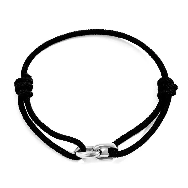 Two Oval Rings Interlock STEEL Rope Bracelet