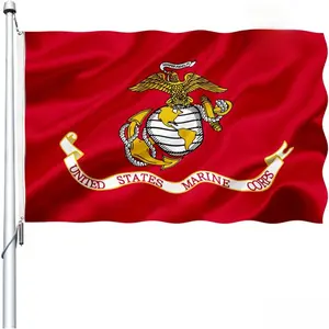 The U.S. Marine Corps salutes with a flag featuring an eagle, an ideal veteran-themed decoration that expresses unwavering respect for Marine Corps heroes and their lifelong dedication to the nation.