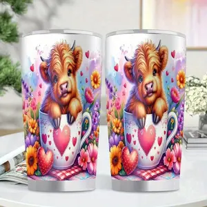 1pc 20oz, Succulent Flower, Insulated Stainless Steel Cup, Leakproof Travel Mug, BPAFree Sports Water Bottle for Home, Office, Travel, Birthday/ Christmas/ Thanksgiving Gift for Mom Dad Daughter Son Sister Friends, Sports Portable Water Bottle