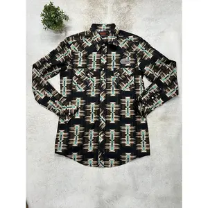 Rock and Roll Roko Dale Aztec Print Long Sleeve Snap Dark Brown