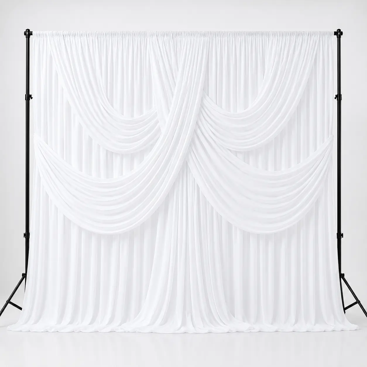 2-Pack Solid White Polyester Wrinkle-Free Cloth Backdrop Curtains (5x10ft) - Party Background Decoration, Birthday Christmas Photoshoot Curtains for Home Supplies with Multiple Uses, Photoshoot Backdrops