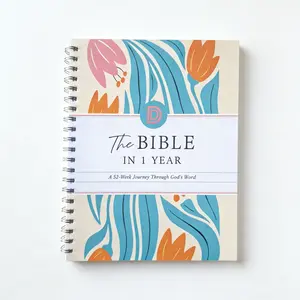 One Year Bible Reading Guide Notebook, 52 Weeks Study Journal, Daily Devotional Journal, 8.5x11 Inches, Adult Teen Spiritual Companion, Daily Reading Plan