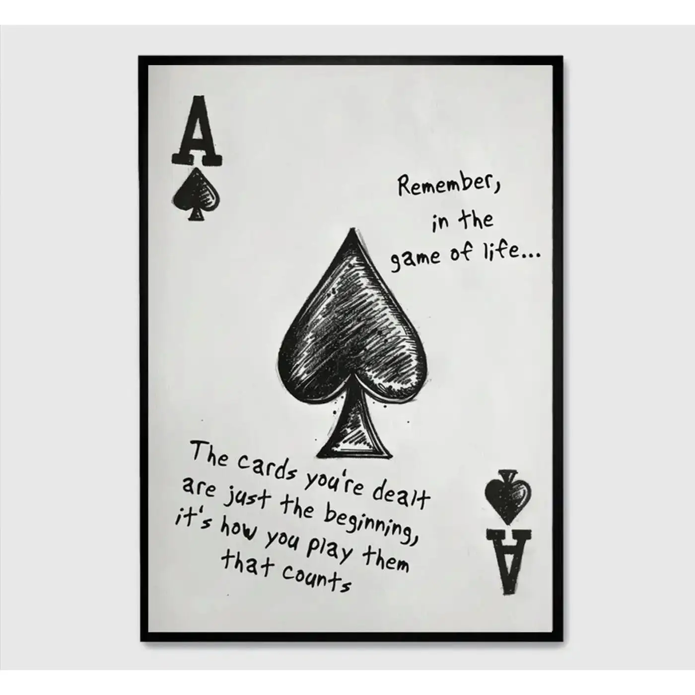 Artistic Ace of Spades Inspirational Graphic Paper Poster - Military Home Supplies, Kid Room & Bedroom Wall Display, Mental Health Decor, Room Gift, Optional Black Frame (Poster-Only or Framed Versions with Different Prices), Historical, Classroom