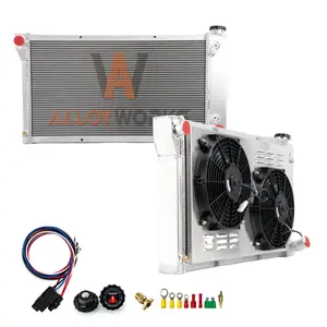 Alloyworks 4 Row Radiator with Shroud Fan For 1967-1972 Chevy C10 C20 C30 K10 K20 K30 PICKUP