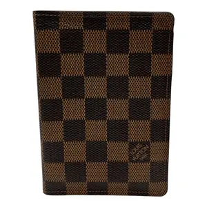 Pre-owned LOUIS VUITTON Coated Canvas Small Leather Goods DAMIER EBENE CANVAS PASSAPORT HOLDER