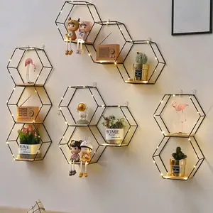 Multifunctional Wall Mounted Decorative Rack, Metal & Wood Storage Shelf, Strong Load Capacity, Vintage Style for Living Room & Study, Wall Mounted Organizer