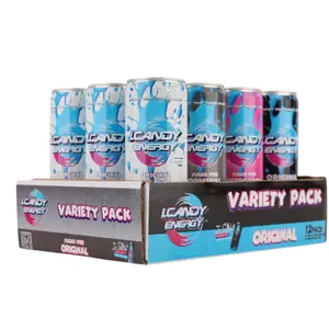 I.CANDY Energy Drink Variety Pack — Zero Caffeine, Sugar Free, Original & Cotton Candy | 12 Fl Oz Cans | Natural Caffeine with B3 B6 B12 Vitamins | Bold Flavor No Crash Beverage