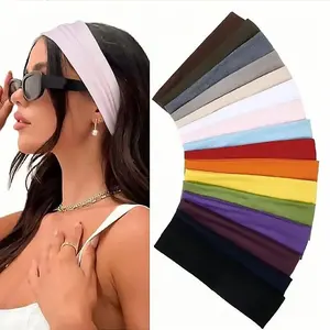 Set of 8 Random Styles Non-Slip Hair Bands, Fashionable Women's Sports Hair Bands, Soft Fabric Elastic Design, Ideal for Yoga and Running, Workout Headbands, Athletic Headbands
