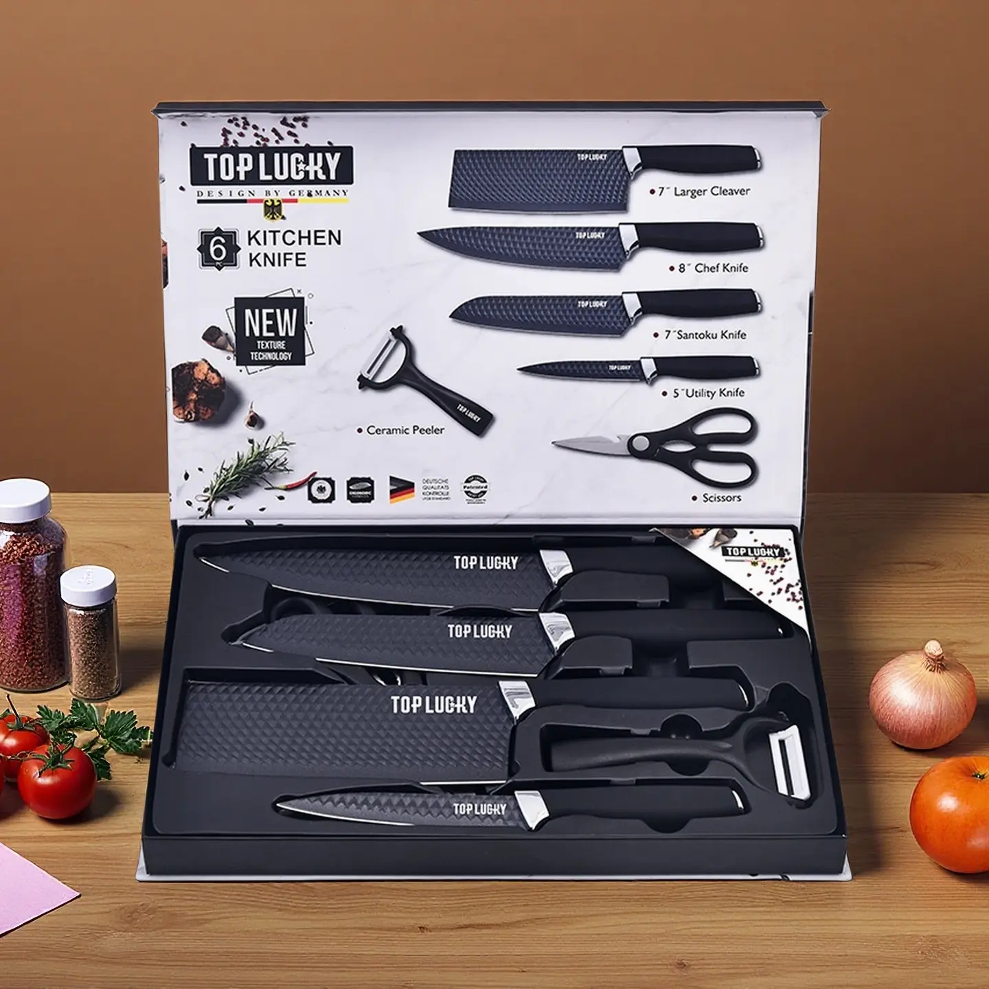 Modern 6-Piece Knife Set – Sleek Matte Black Handles, Razor Sharp Stainless Steel Blades, Ideal Gift for Home Chefs or Cooking Lovers, Durable & Easy Maintenance Kitchen Essential