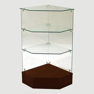 FULL VISION PENTAGON CORNER CASE WALNUT 18" Square x 38" H