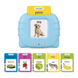 KIDGENIUS Bilingual Talking Flash Cards Learning Machine, Interactive Toy with 224 English-Spanish Words, Montessori Language Tool for 2-8 Year Olds, Special Occasion Gift, Bilingual Flash Cards