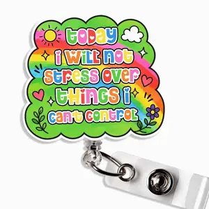 Today I Will Not Stress Over Things I Can’t Control Badge Reel Anxiety Affirmation Mental Health Badge Holder for Nurse Teacher