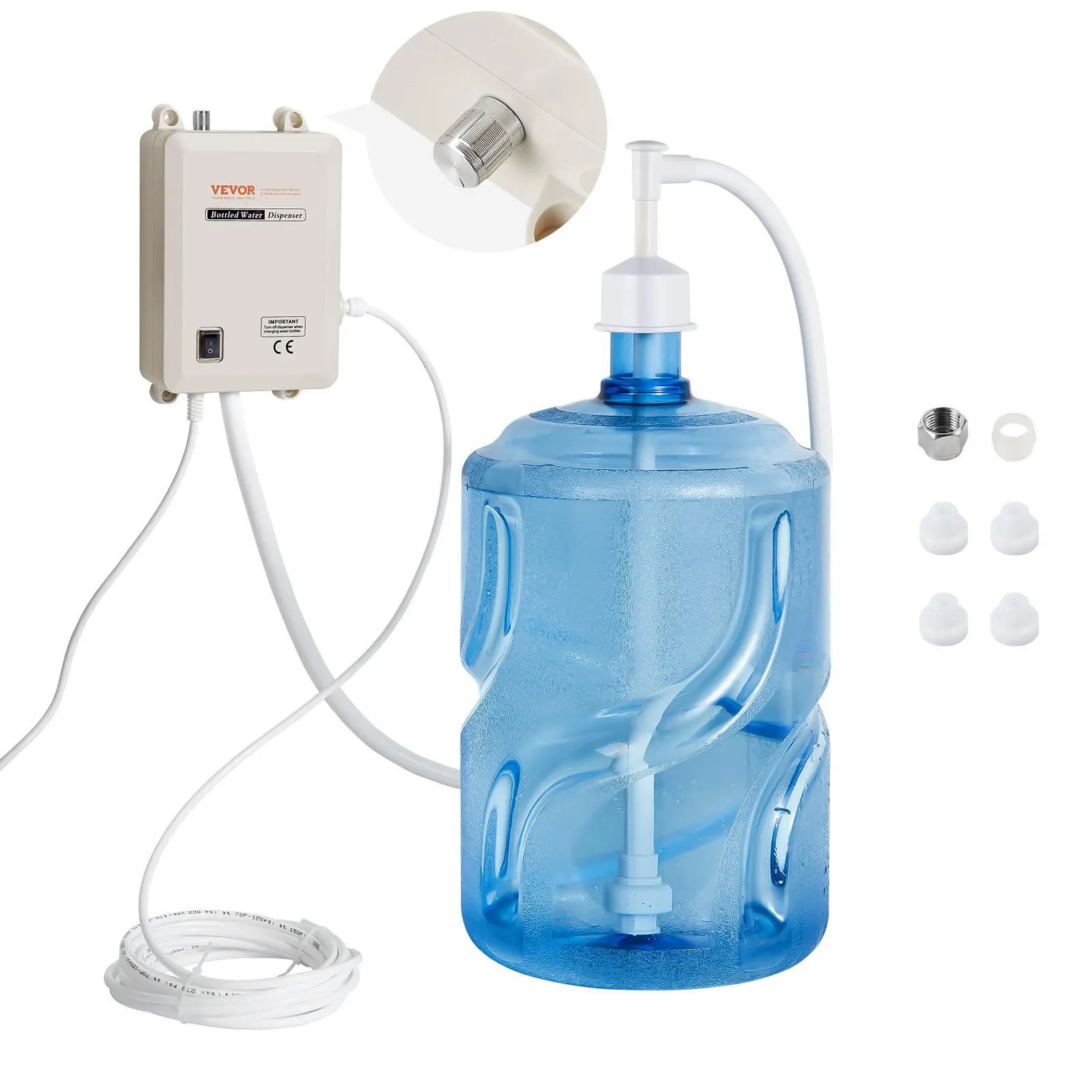 【summerfinds】VEVOR Bottled Water Dispenser Pump System, 5 Gallon Dispensing System, Automatic Electric Water Dispenser, Single Inlet Water Jug Pump, Compatible Use with Coffee/Tea Machine, Refrigerator, Ice Maker