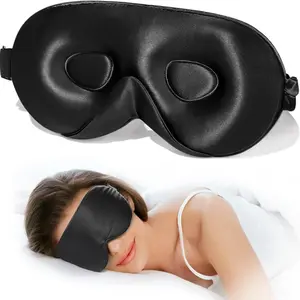 Silk Sleep Mask for Men and Women, Soft Breathable 3D Eye Mask with Adjustable Straps, Light Blocking Silk Nose Pad, Perfect Gift