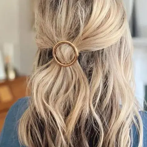 Elegant Round Creaseless Metal Hair Clips for Styling Set of 2, Durable and Stylish, Perfect for Daily Wear, Fashionable Hair Accessories for Women and Girls