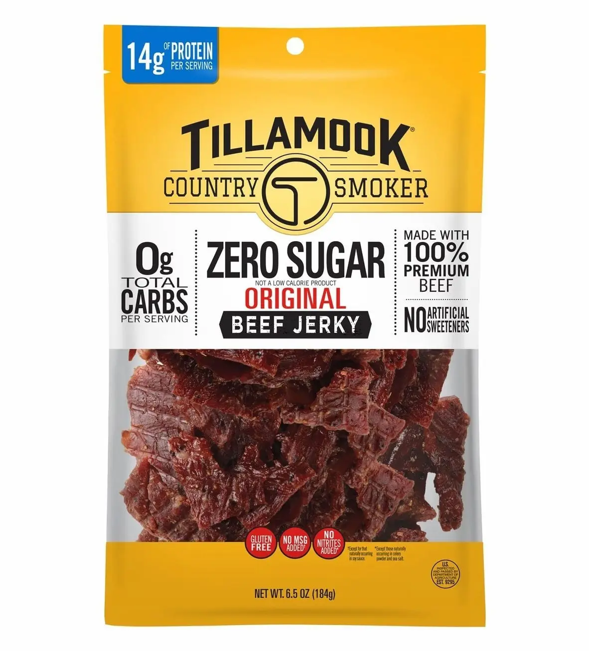 Tillamook Country Smoker Keto Friendly Zero Sugar Beef Jerky, Original, 6.5 Ounce