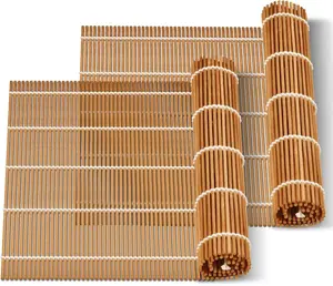 Bamboo Sushi Rolling Mat 9.5"x9.5" Eco-Friendly Natural Bamboo Rolling Mats for Sushi Making 2 PCS Easy to Use for Beginners Professionals