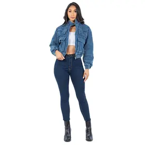 SEXY FASHION DENIM PUFFER JACKET