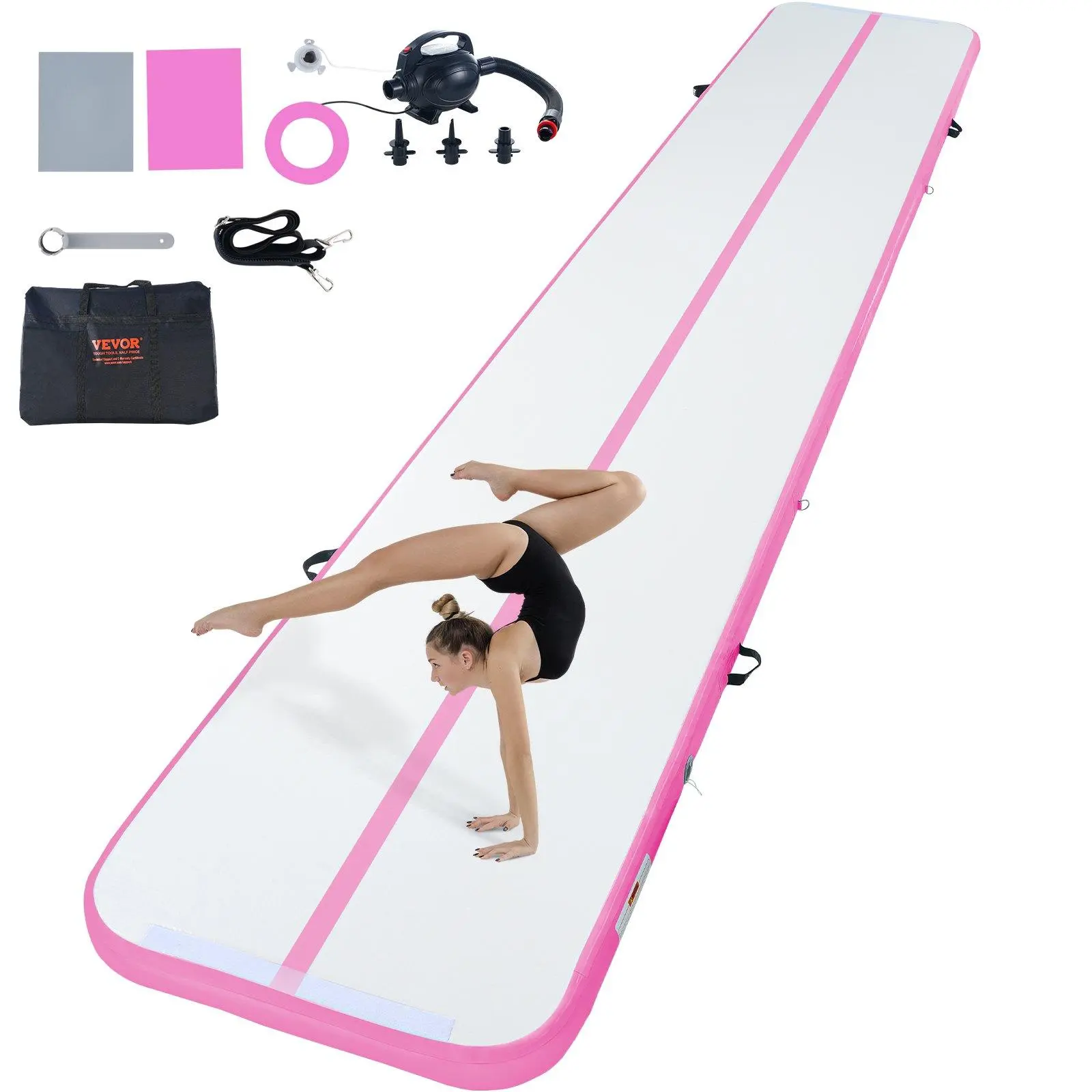 【Summerfinds】VEVOR Gymnastics Air Mat,  4 inch Thickness Inflatable Gymnastics Tumbling Mat, Tumble Track with Electric Pump, Training Mats for Home Use/Gym/Yoga/Cheerleading/Beach/Park/Water