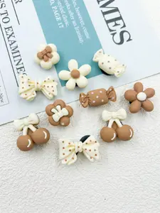 10-Piece Cartoon Cute Design Cherry Bow Resin Material Flower Candy Resin Casual Footwear Shoe Sandal Accessories Set, DIY Shoe Decoration Charms
