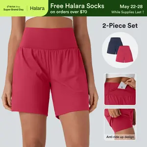 Halara 2-Piece Softlyzero Airy Super High Waisted 2-in-1 Cool Touch Yoga Shorts 7" with Pockets Set #SwimWeek