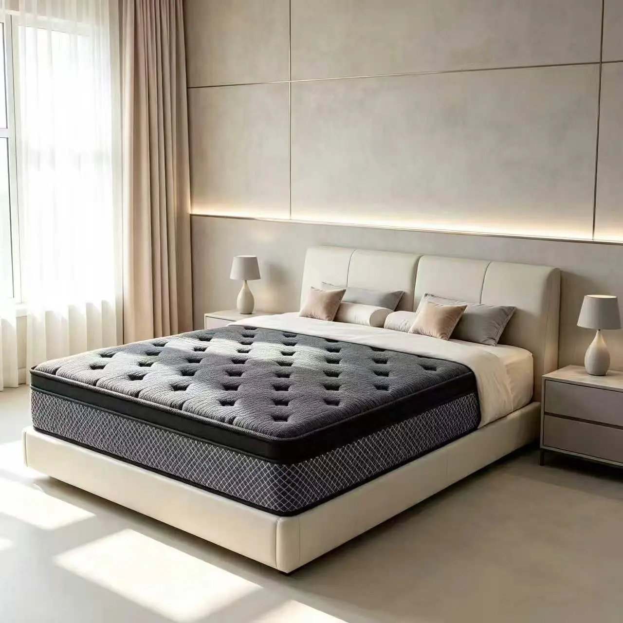 【Summer Sale Deals】Queen Size Medium Firm Hybrid Cotton Mattress - 12/14in, Temperature Neutral, Ergonomic, Memory Foam, Cooling Bedding, Fits Most Frames, for Adults, 365 Night Trial, Halloween Christmas Gift, White Boxed
