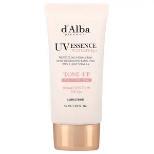 d'Alba UV Essence Waterfull+ Sunscreen, Tone-Up Pink Correcting, SPF 50+, 1.69 fl oz (50 ml)