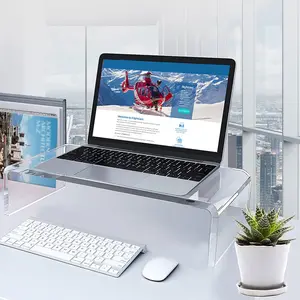 Acrylic Monitor Stand Clear Monitor Riser Desk Laptop/PC/Multimedia Monitor Stand Clear Computer Monitor Stand for Home Office Printer TV Screen Keyboard Storage, 30X19x10cm, Supports 50Lbs