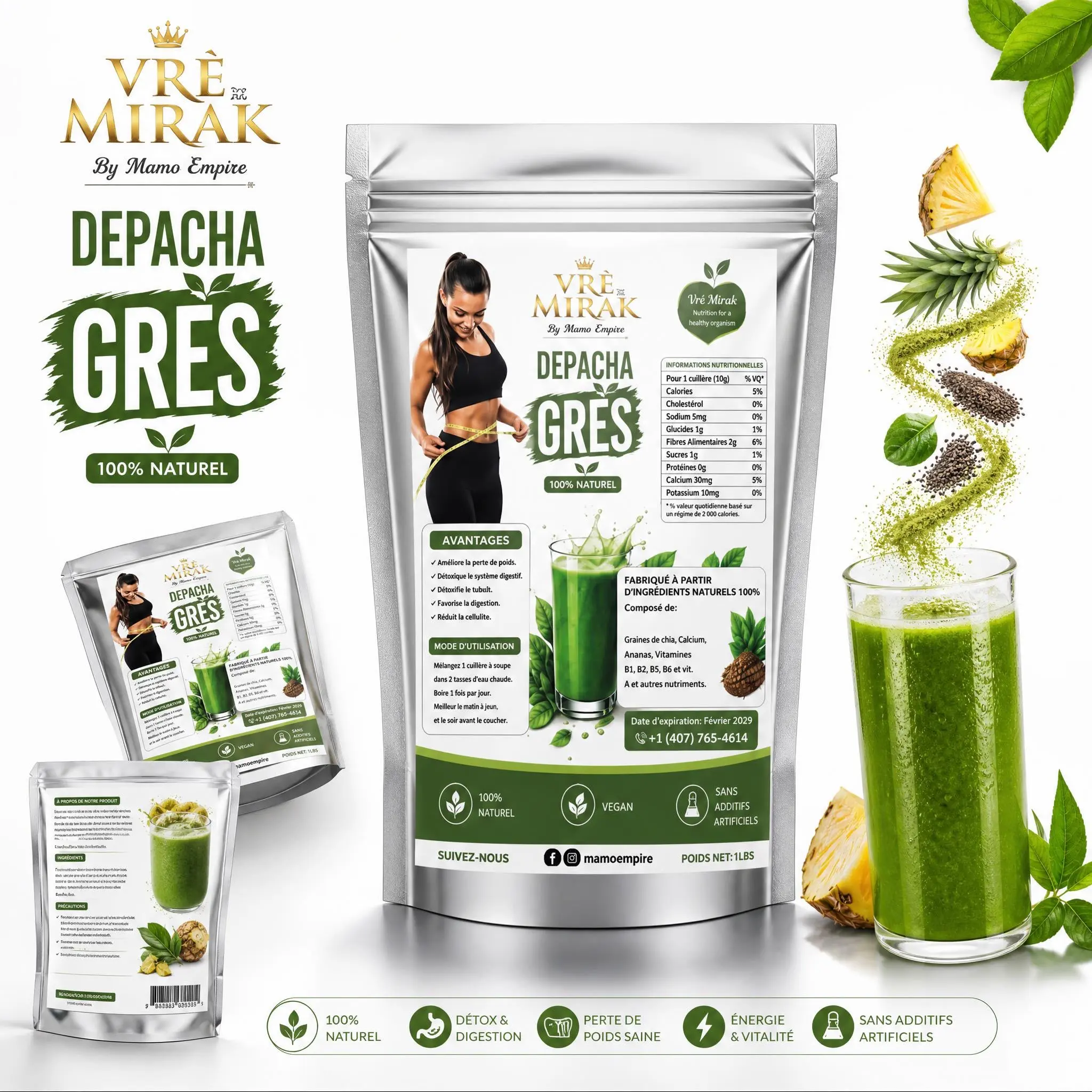Mamo Empire Mirak Vrè Depatcha Detox Gès, 100% Natural Herbal Supplement for Healthcare & Wellness Nutrition